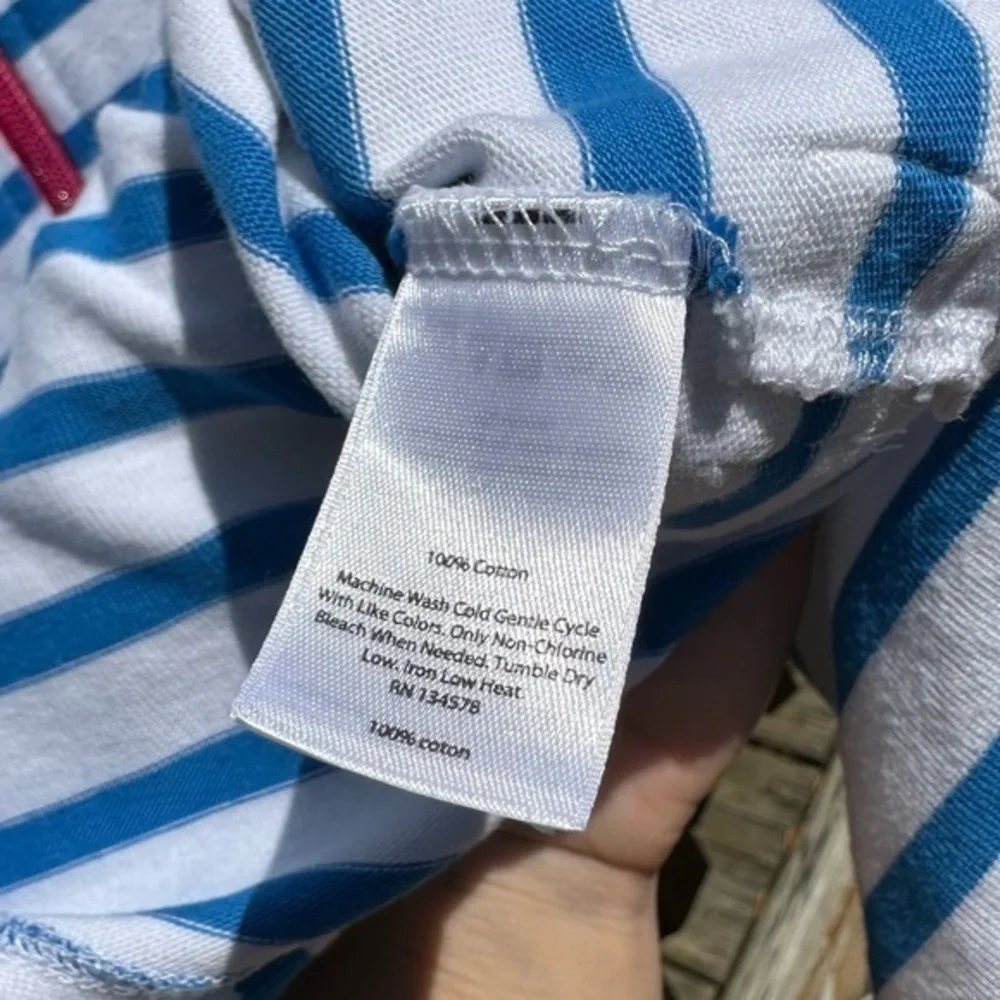Vineyard Vines Women’s‎ White Blue Striped Simple Boatneck Dress (Small)